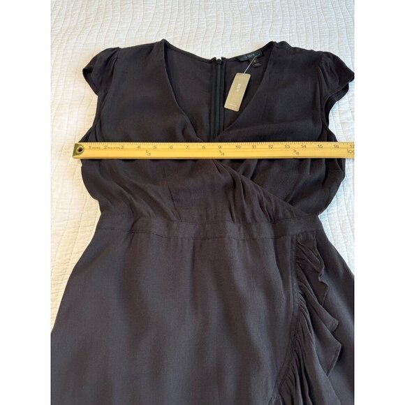 J.Crew Womens Faux-Wrap Mini Party Dress Lined Ruffles SZ 2Petite Black NEW - Picture 4 of 7